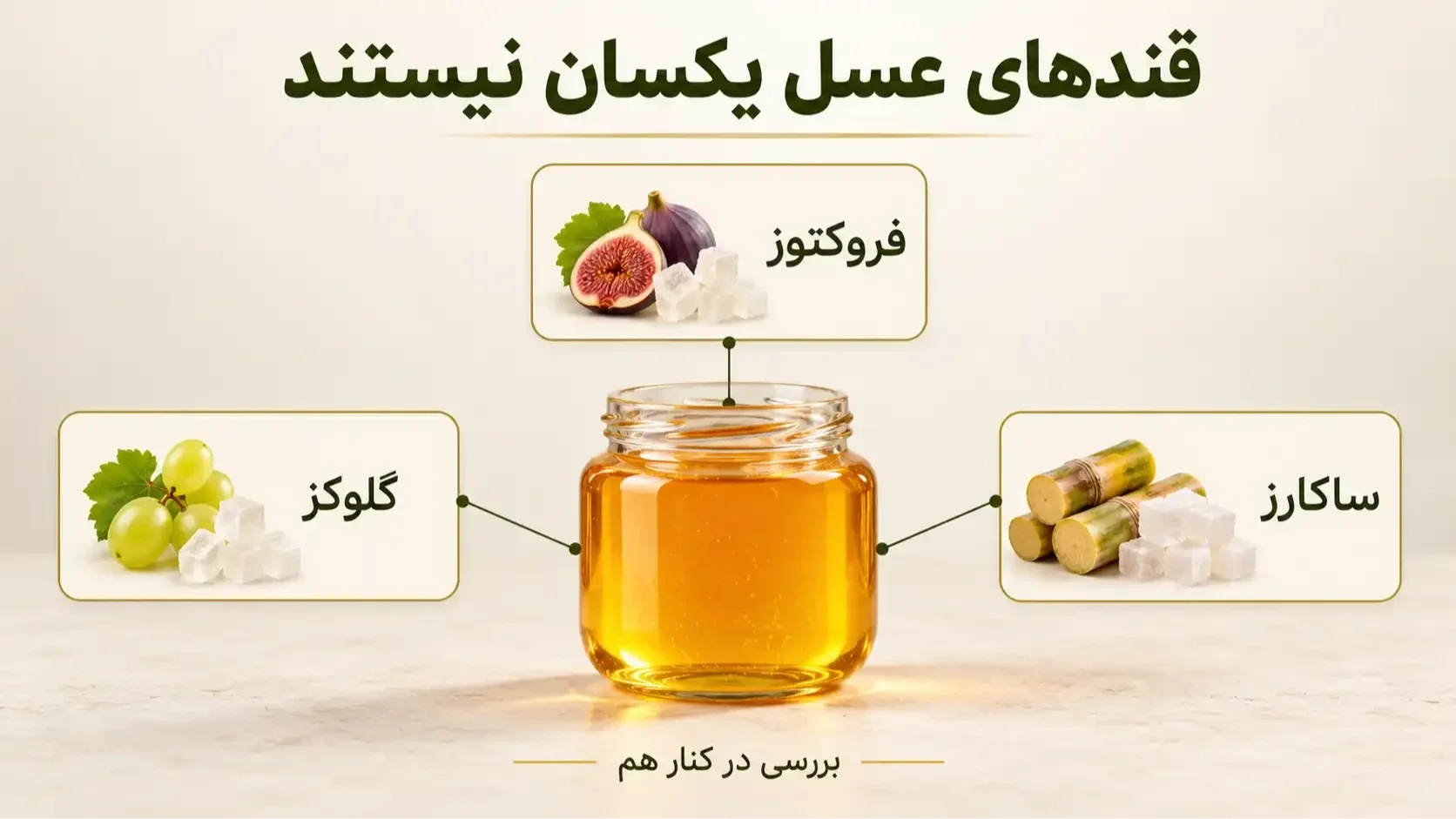 دیاگرام آموزشی جایگاه ساکارز در میان قندهای عسل