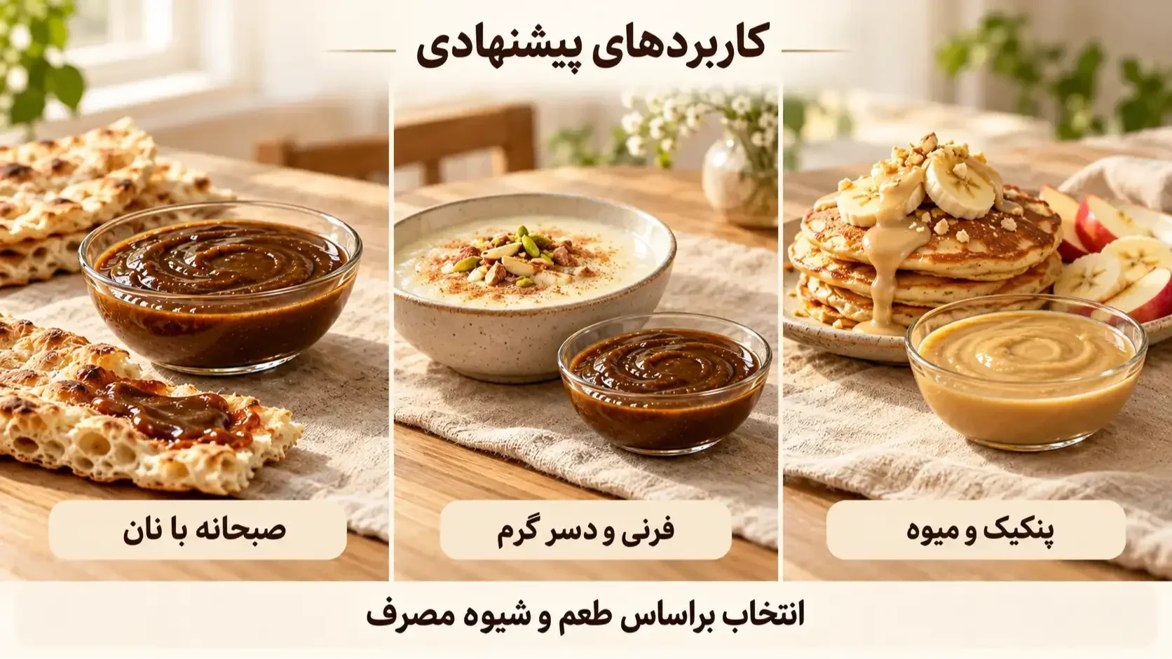 کاربرد ارده شیره و ارده عسل در صبحانه، دسر و پنکیک